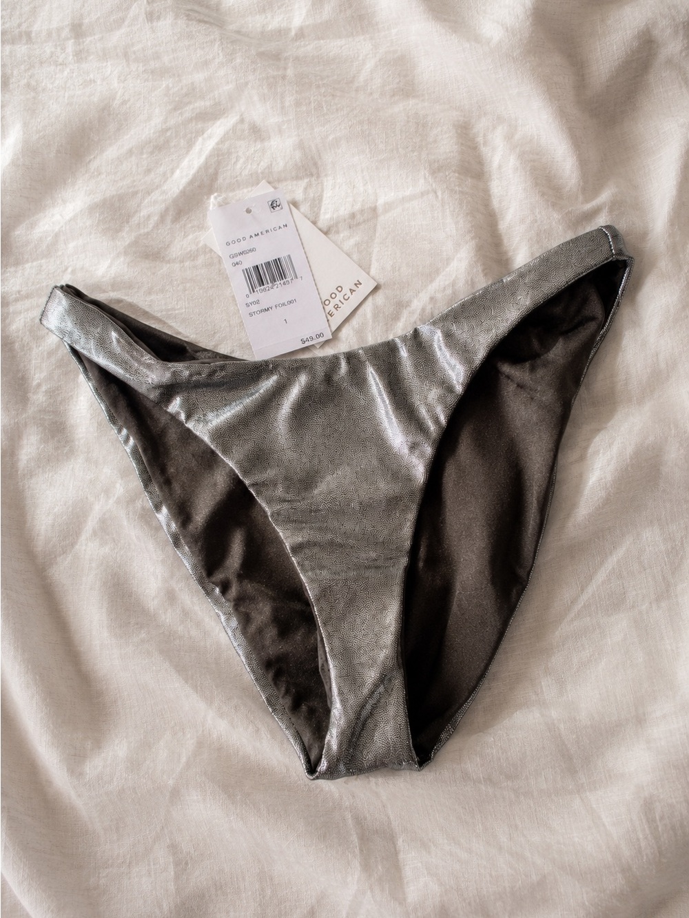 Good American Foil Reversible Bikini Bottom NWT S